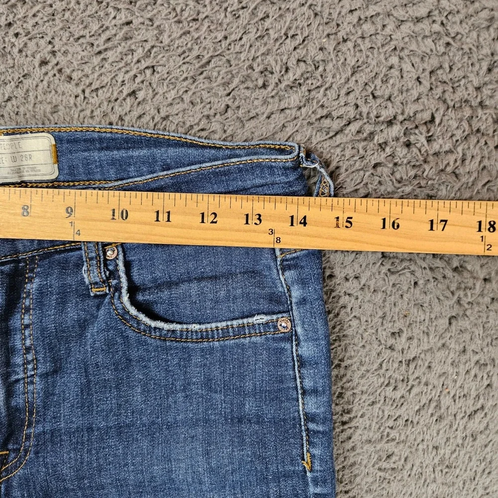 Free People Distressed High Rise Skinny Jeans Blue Ripped Knee 28R